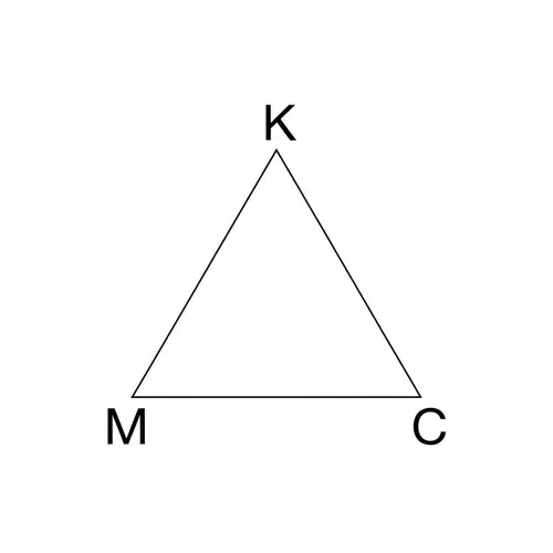 Fine-lined Triangle with Letters k M c