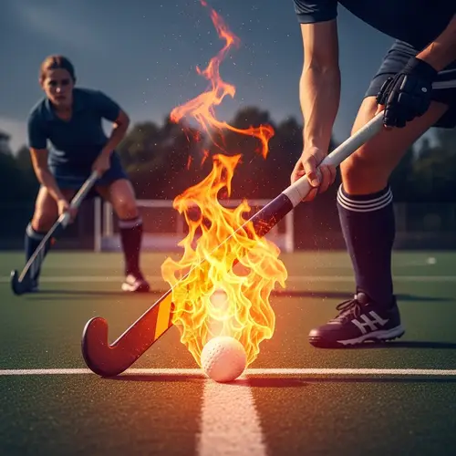 Fierce Field Hockey Scene: Ball and Stick Ablaze
