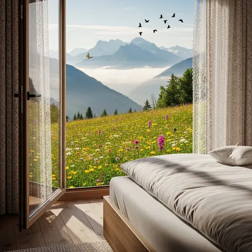 Breathtaking View from Cozy Bedroom Window