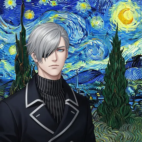 Starry Night by Vincent van Gogh as Satoru Gojo Observes