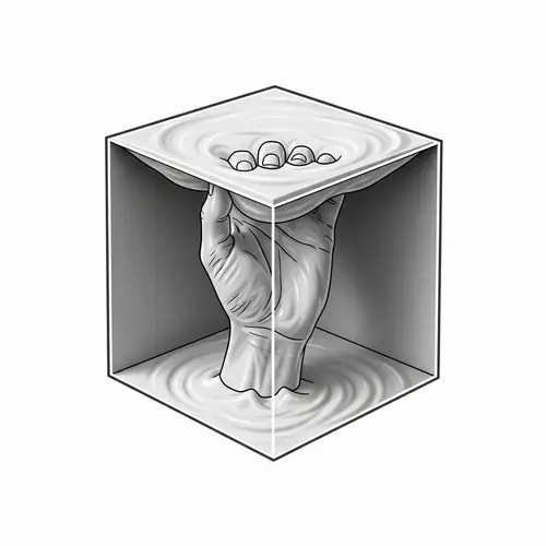 Minimalist Cube Logo Design with Hand