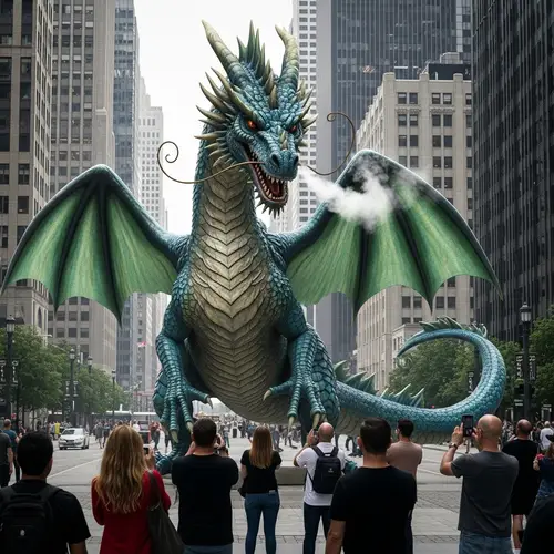 Real-Life Dragon Encounter: Urban Fantasy Spectacle