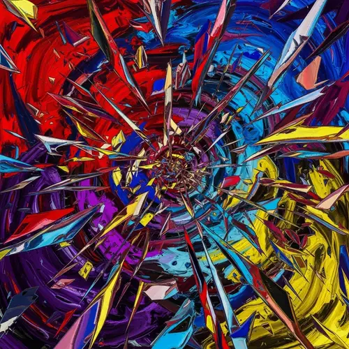 Vibrant Abstract Headache Art - Psychological Turmoil Depicted
