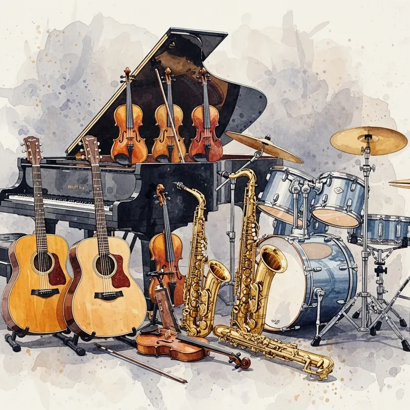 Musical Instruments Watercolor Symphony | Artistic Collection