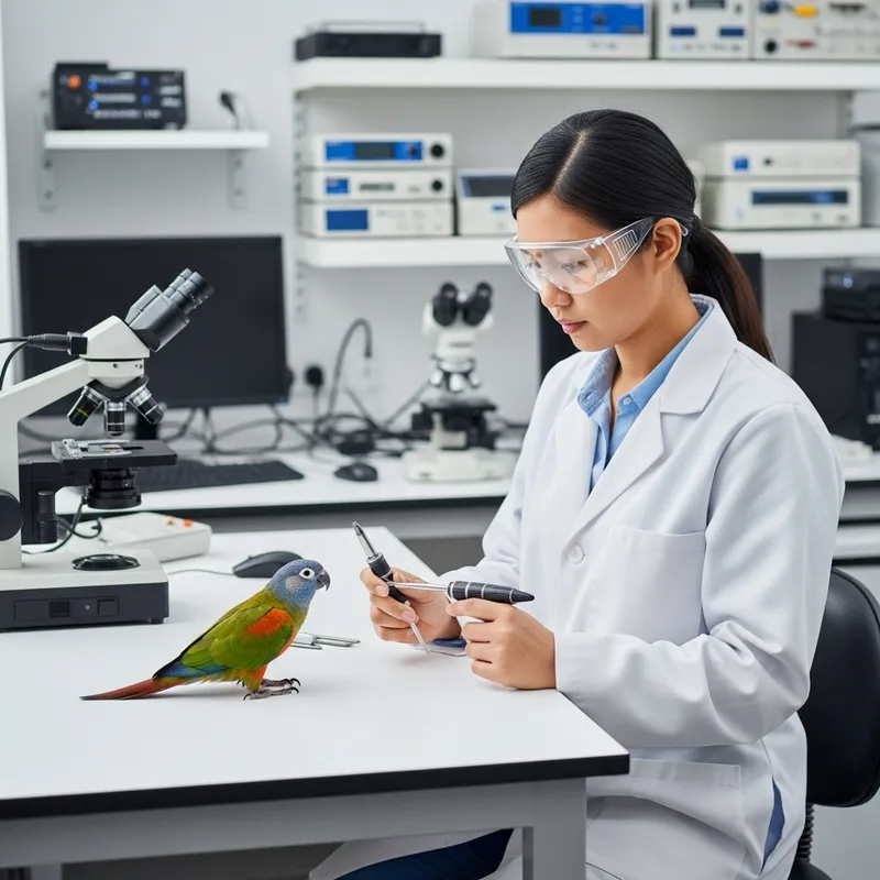 Scientist Conducting Bird Brain Tests in Laboratory