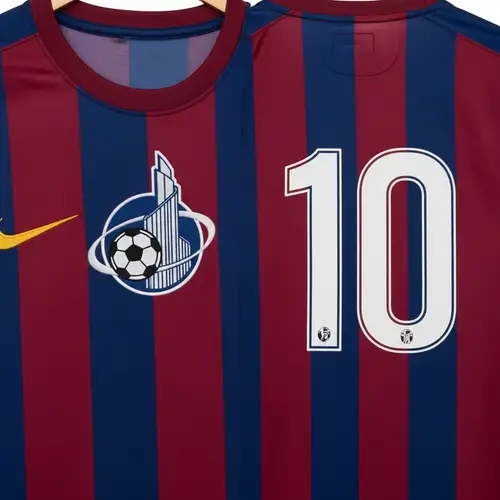 Barcelona Soccer Jersey - Blue & Burgundy Striped Shirt