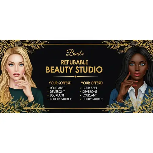 Luxurious Beauty Studio Services | Elegant Women on Black Banner