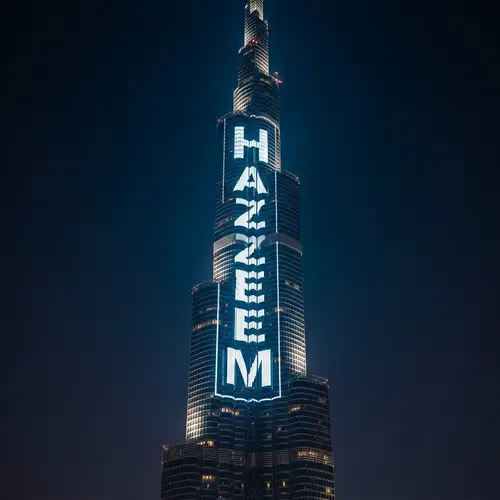 Hazeem Building | Tall Tower Projection Resembling Burj Khalifa