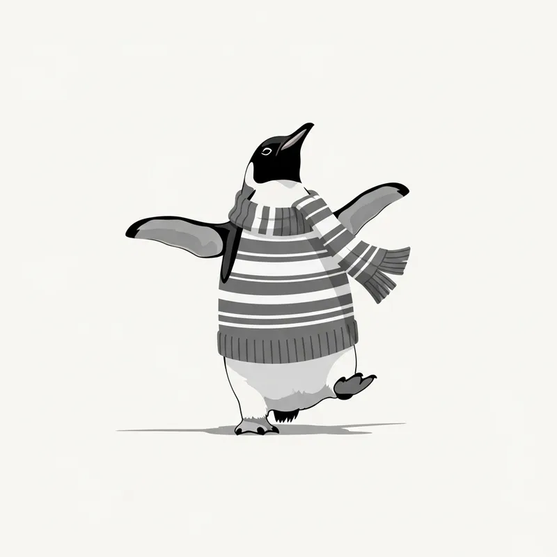 Joyful Minimalist Penguin Art