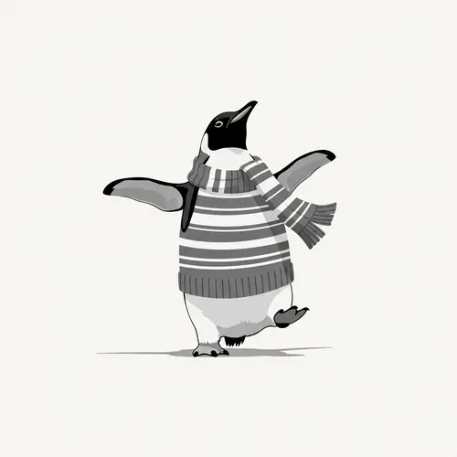 Joyful Minimalist Penguin Art