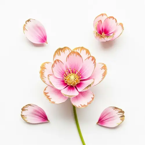 Delicate Pink Flower in Watercolor Style - Minimalistic Still Life Composition