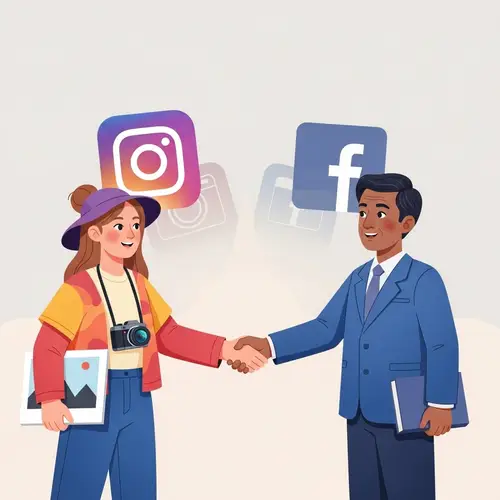 Instagram and Facebook Handshake - Social Media Harmony