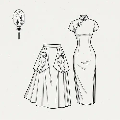 Ma Mian Skirt & Cheongsam Sketch | Chinese Attire Art