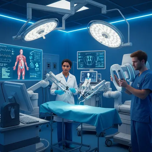Futuristic Digital Healthcare Hub: Advanced Robotics & High-Tech Medicine