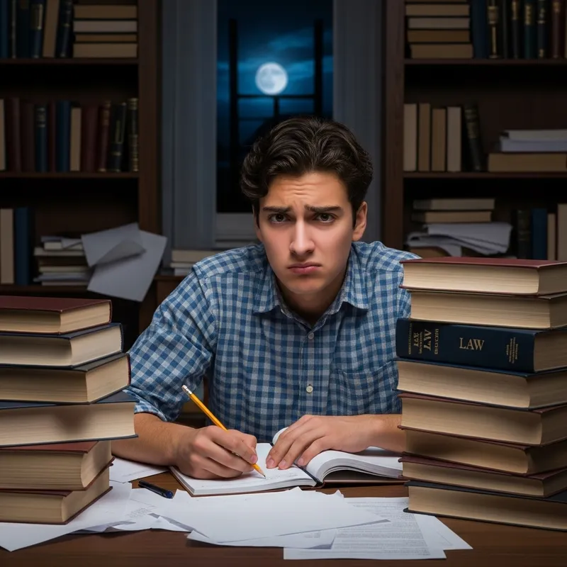 Struggling Teenager Studies Law - Challenges and Concentration