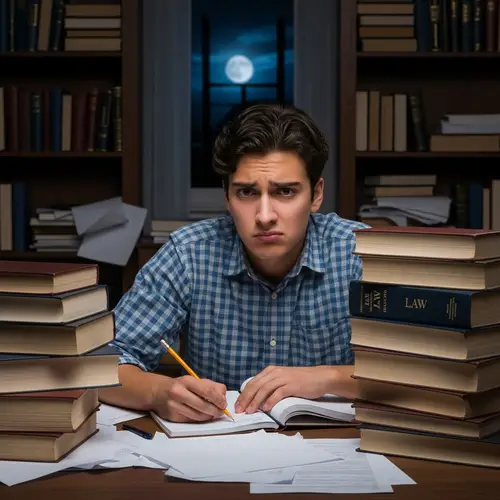 Caucasian Male Teenager Studying Law – Challenges and Concentration