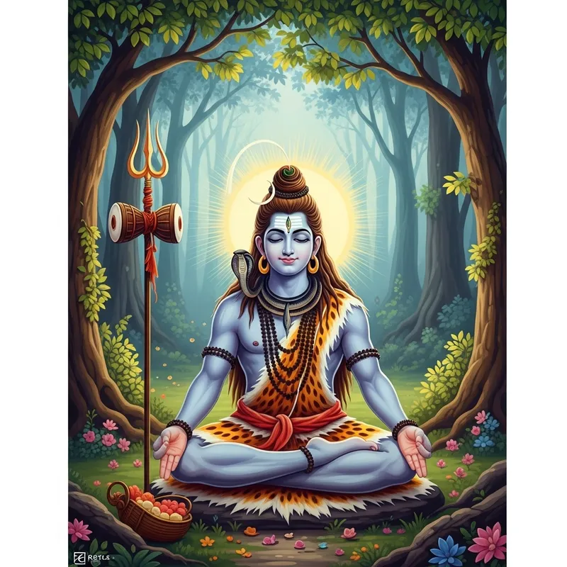 Divine Energy: Devoted Follower of Lord Shiva Meditating