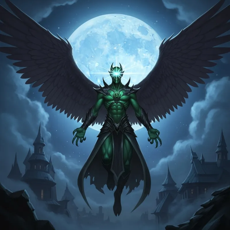 Mystical Non-Human Villain with Expansive Wings