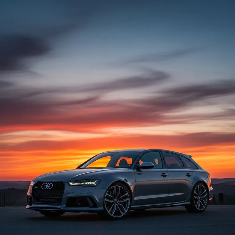 Audi RS6 Fully Visible in Beautiful Sunset Setting