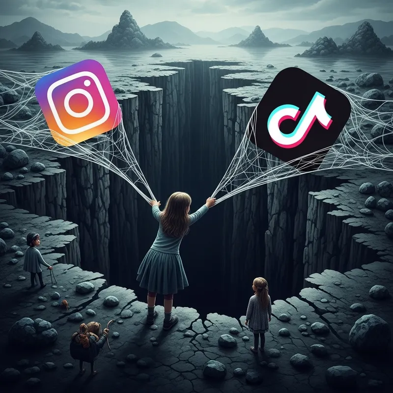 Metaphorical Struggle: Young Girl Reaching for Help Amidst Social Media Grip Metaphorical Struggle: Young Girl Reaching for Help Amidst Social Media Grip