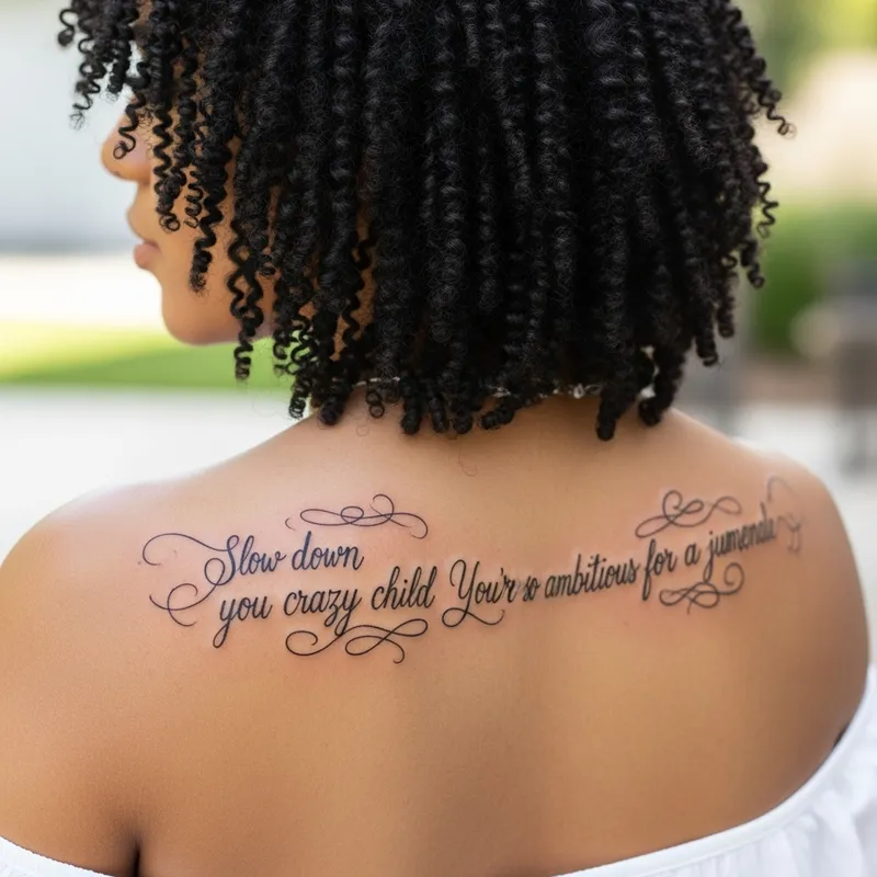 Inspirational Tattoo: Slow Down You Crazy Child