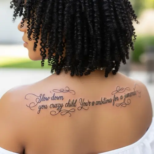 Inspirational Tattoo: Slow Down You Crazy Child