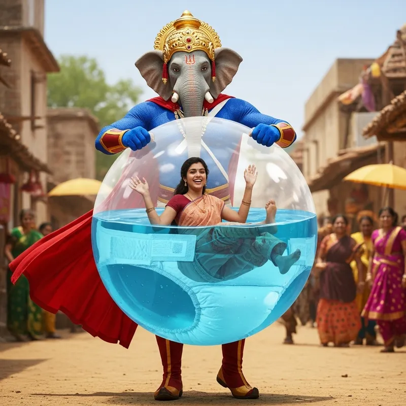 Ganesha Superhero Saves Village with Water-Filled Sphere