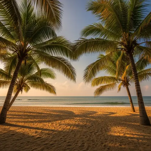 Stunning Ocean View from Sandy Beach with Palm Trees
