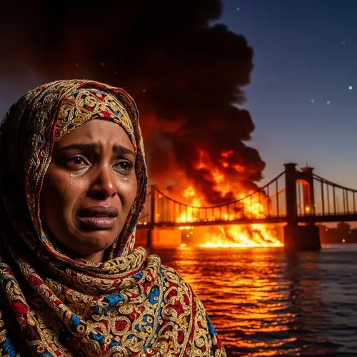 Sudanese Woman in Distress at Nile Bridge | Eerie Scene