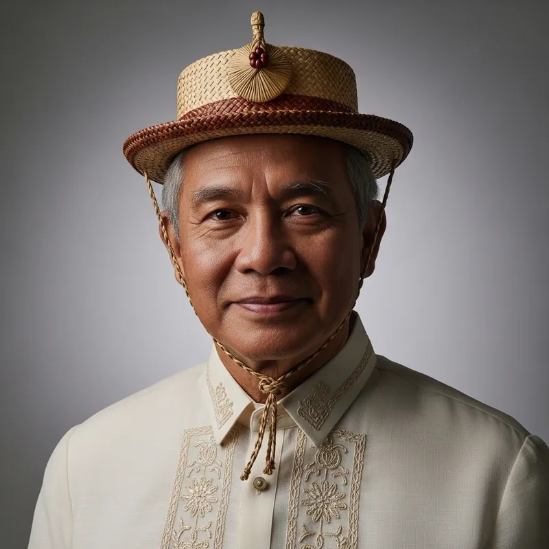 Traditional Filipino Man with Salakot