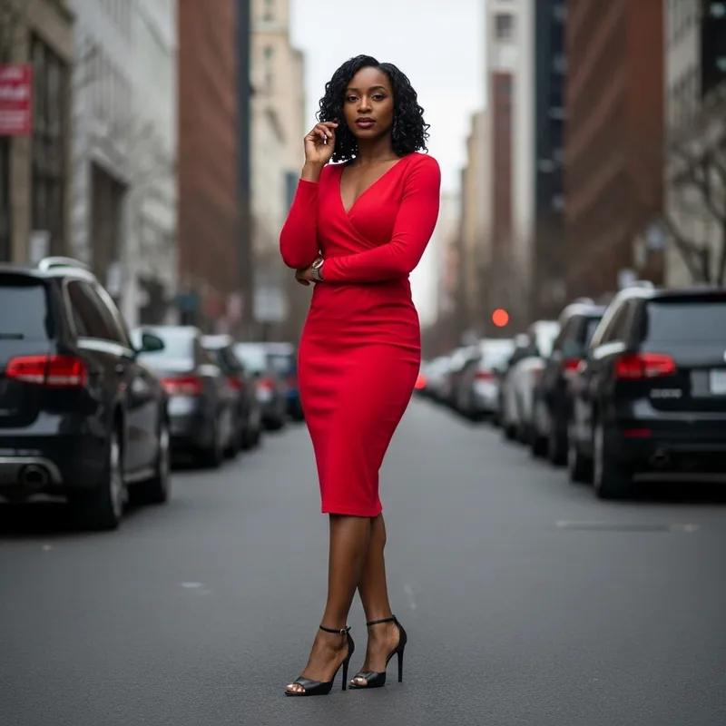 Chic Thick Black Women in Elegant Red Dress