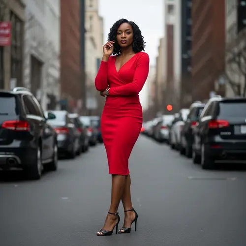 Chic Thick Black Women in Elegant Red Dress