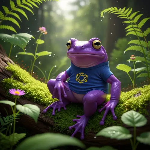 Purple Frog Wearing Monad T-Shirt - Unique Amphibian Style