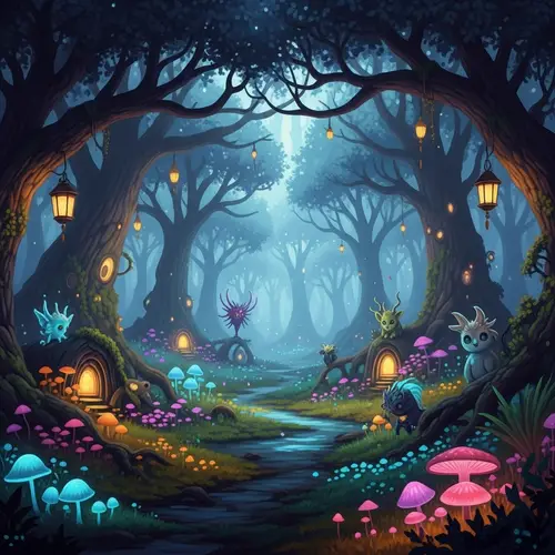 Enchanting Mystical Forest with Glowing Mushrooms | Fantasy Art