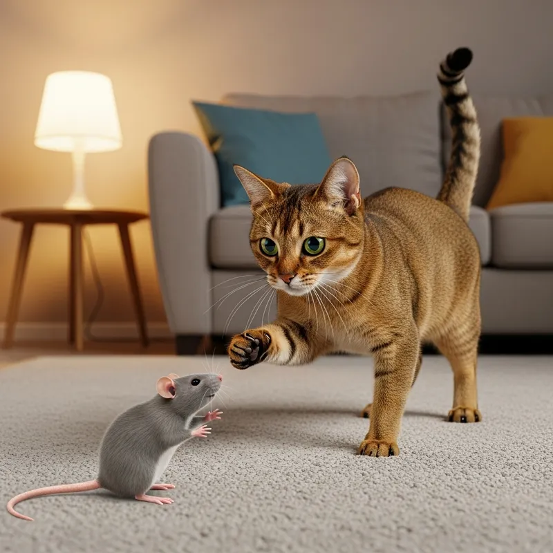 Funny Cat Playing with Rat: Amusing and Entertaining Scene Funny Cat Playing with Rat: Amusing and Entertaining Scene