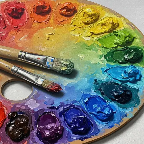 Traditional Artist's Palette with Diverse Spectrum of Colors