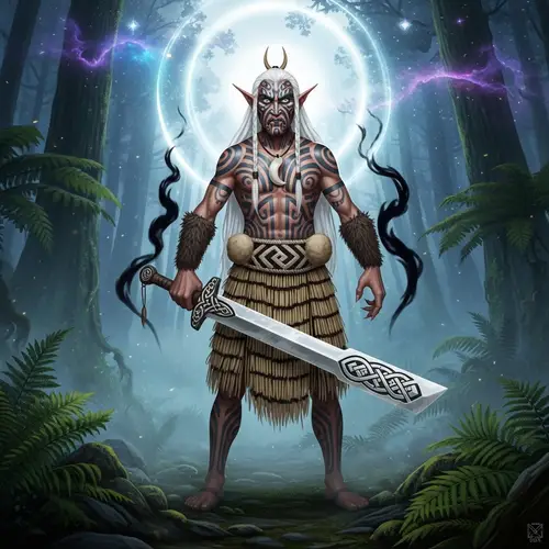 Patupaierehi: Maori Fairy-like Creatures in Fern Forest