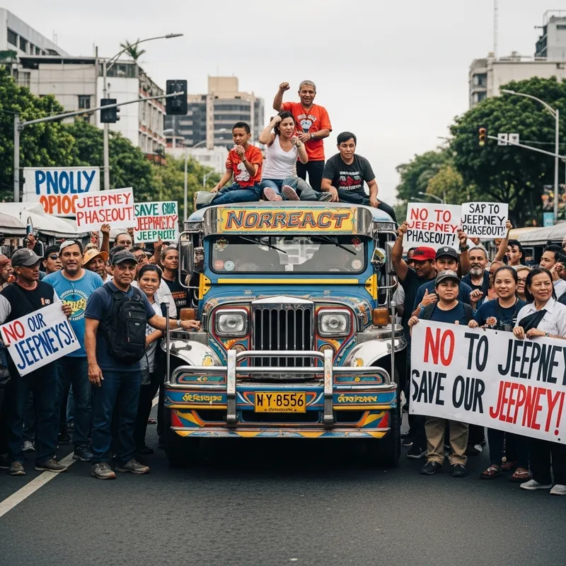 Traditional Jeepney Protest in Diverse Street - Unity in Diversity Traditional Jeepney Protest in Diverse Street - Unity in Diversity
