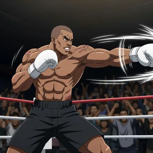 Muscular Fighter in White Boxing Gloves - Animation