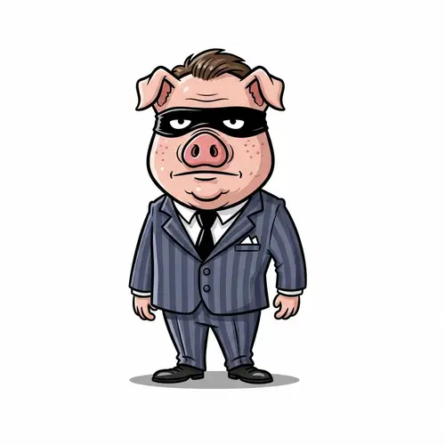 Funny Pig-faced Thief Cartoon | Original Humorous Artwork