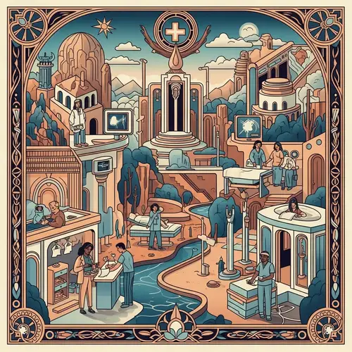 Futuristic Healthcare Environment in Art Deco Style