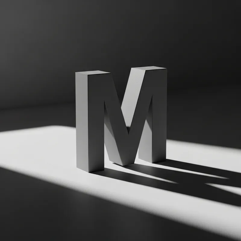 Shadowed Letter M Typography Design