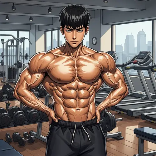 Chiseled Eight-Pack Abs: Fitness Enthusiast in the Gym