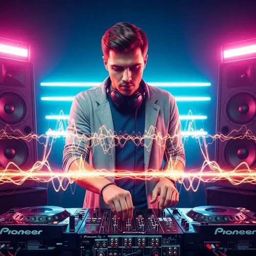 Modern Techo DJ in High Energy Club Environment