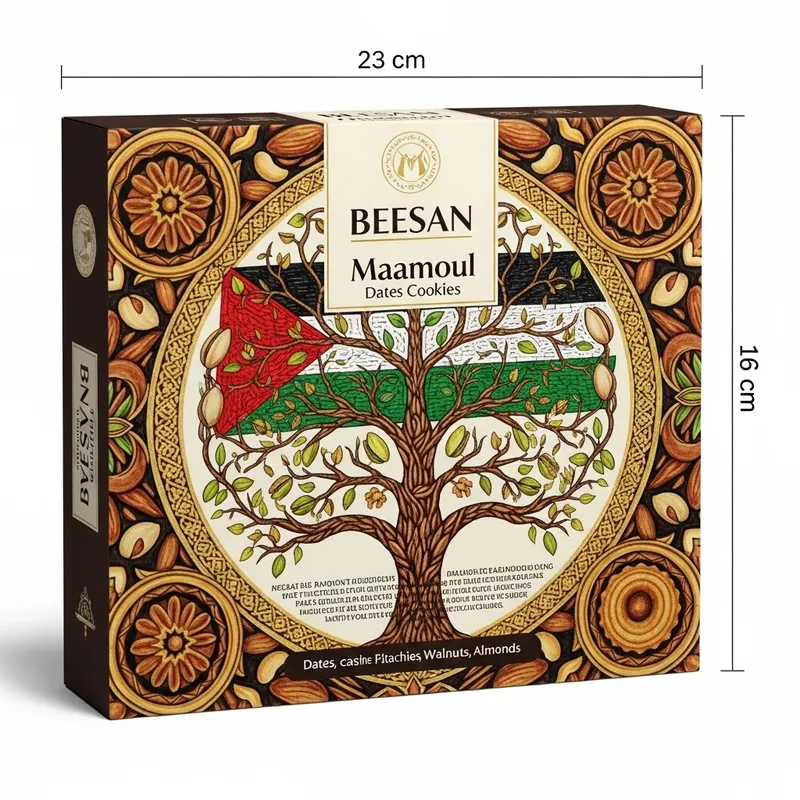 Vibrant Palestinian Heritage Maamoul Dates Cookies Packaging Design Vibrant Palestinian Heritage Maamoul Dates Cookies Packaging Design