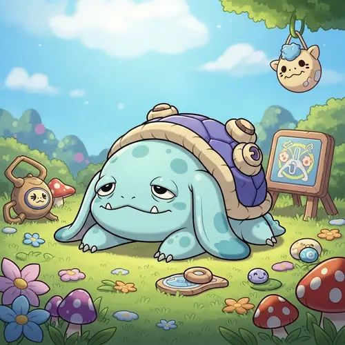 Cute Cartoon-Style Artwork Featuring Blue Creature