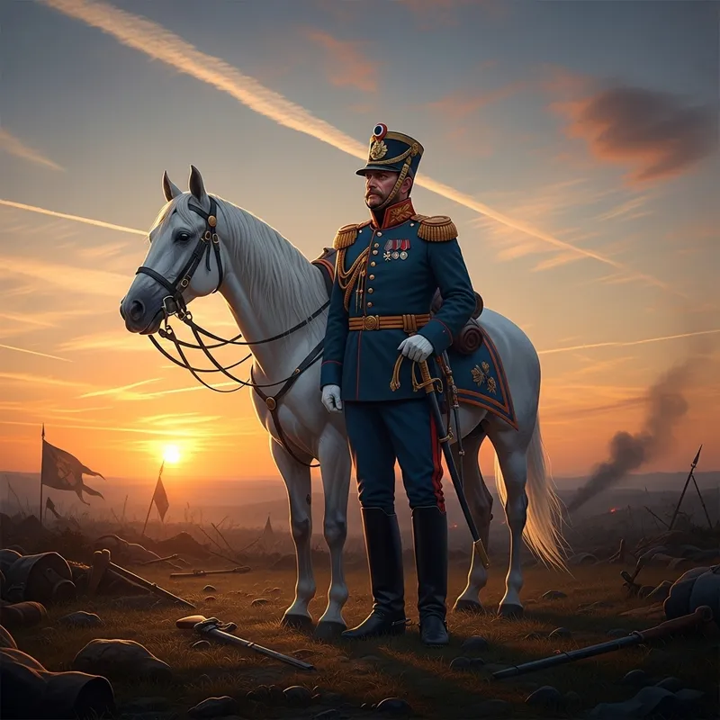 Historic General on Battlefield - Leadership in Focus