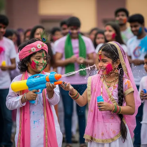 Krishna & Radha Celebrate Holi | Colorful Festivities
