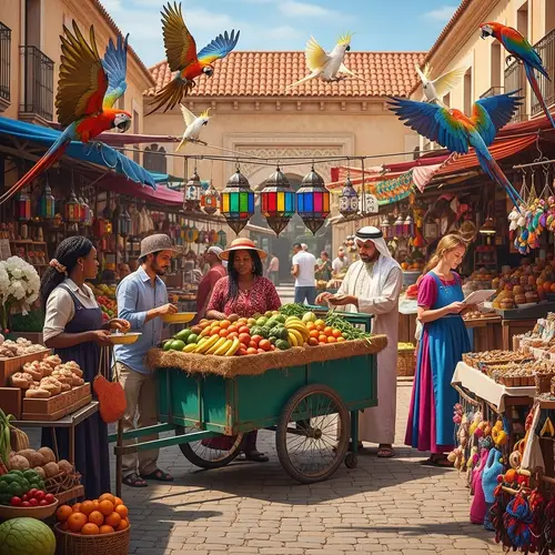 Vibrant Multi-Cultural Market Scene | Diverse Crafts & Produce