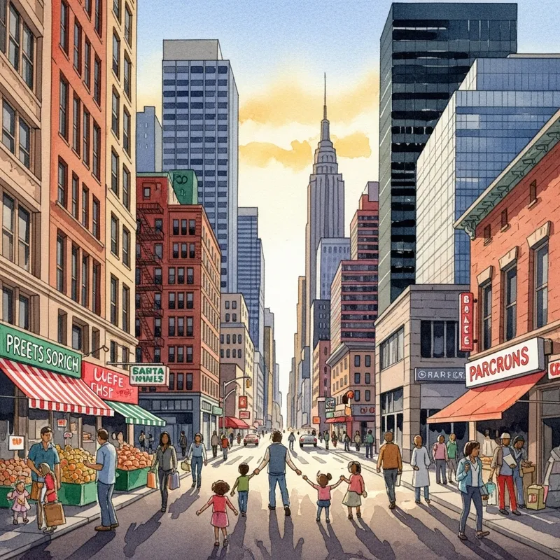 Intricate Cityscape Watercolor | Global Melting Pot